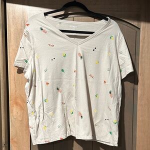 Old Navy Cream Graphic Short Sleeve Tee